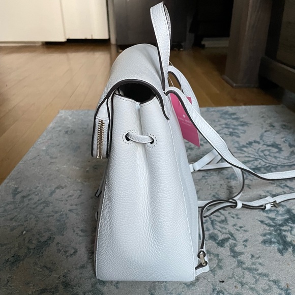 👛 BRAND NEW Kate Spade Leila Medium Flap Leather & Canvas Stripe Backpack Purse - Picture 13 of 16